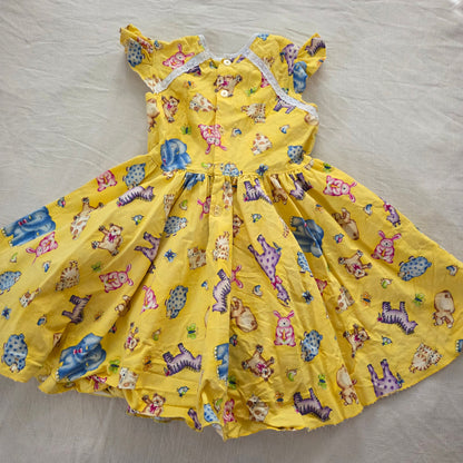 90s/Y2k Vintage Animals Full Circle Dress 4t