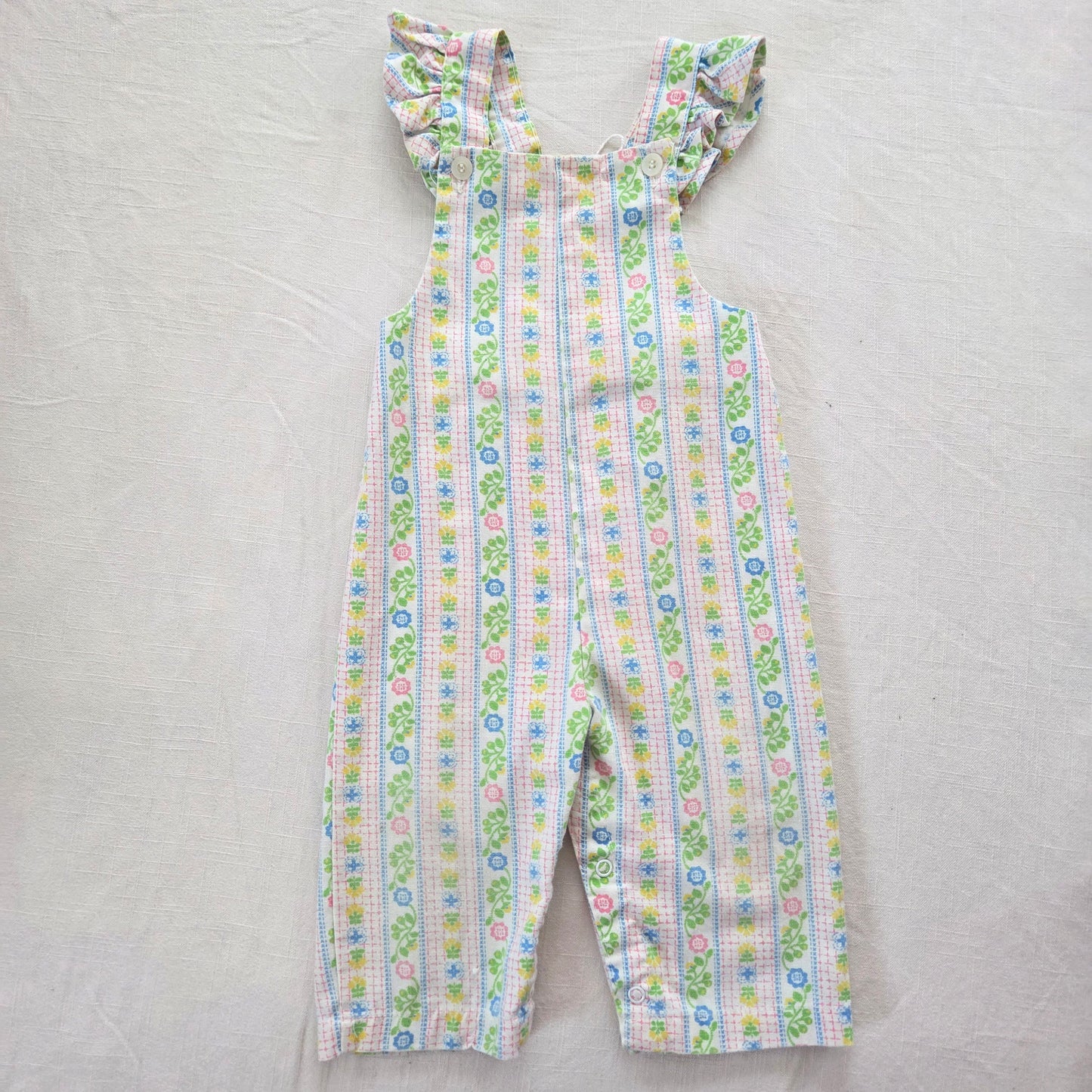 70s Vintage Healthtex Floral Overalls 12-18 months