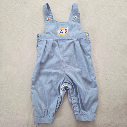 80s Vintage Toy Block Overalls 6-9 months