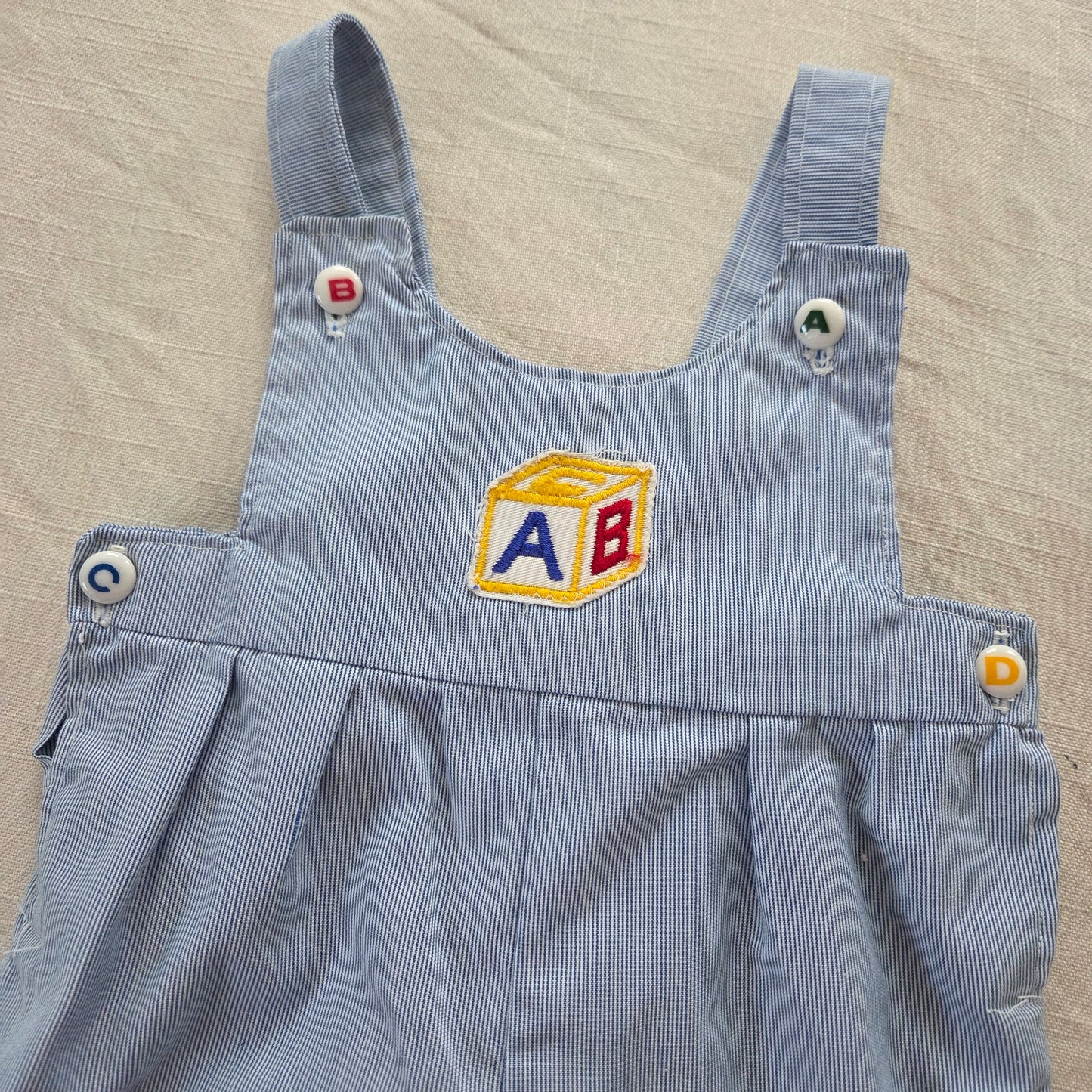 80s Vintage Toy Block Overalls 6-9 months