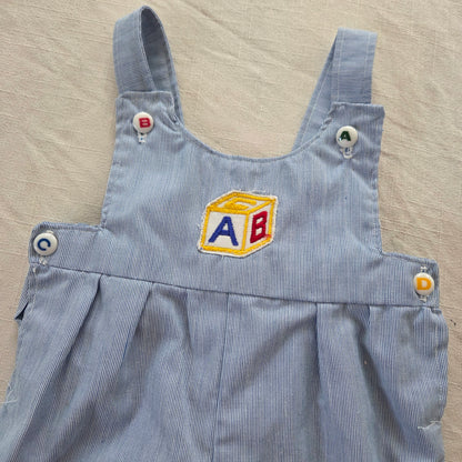 80s Vintage Toy Block Overalls 6-9 months