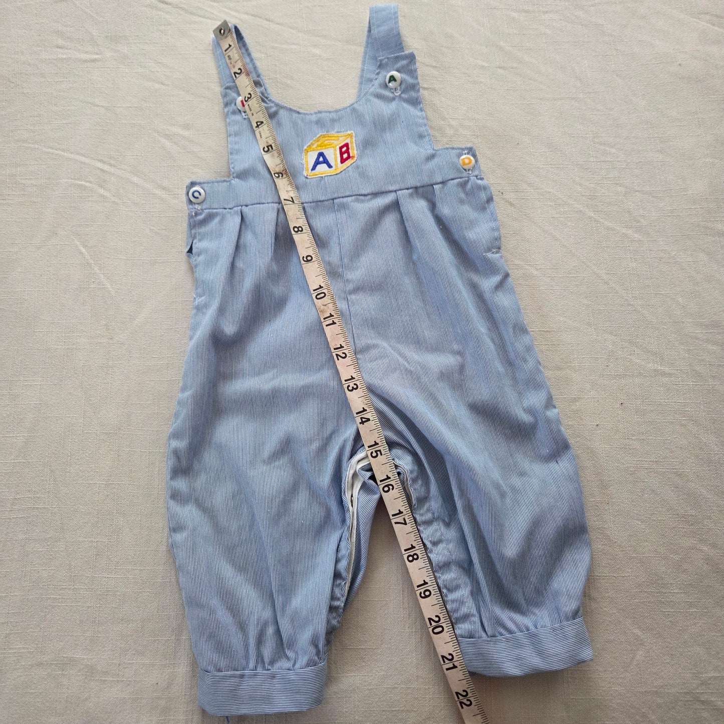 80s Vintage Toy Block Overalls 6-9 months