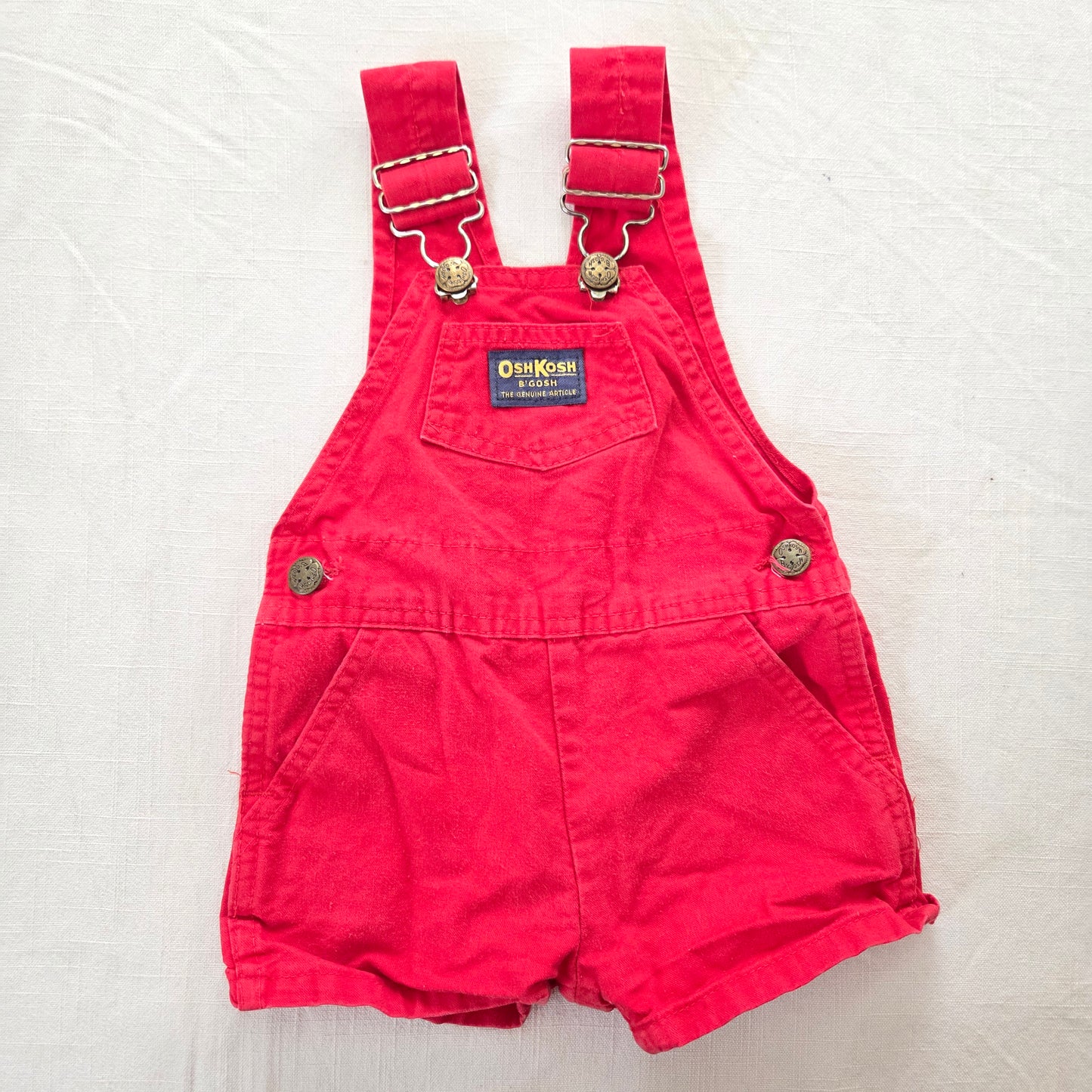 70s Vintage Oshkosh Red Shortalls 6-9 months