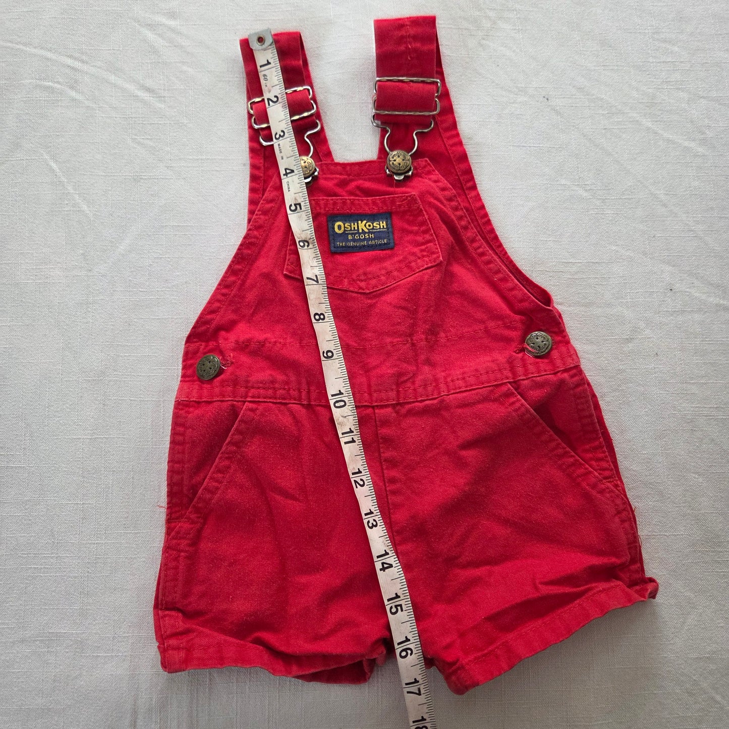 70s Vintage Oshkosh Red Shortalls 6-9 months