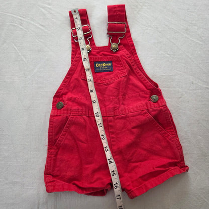 70s Vintage Oshkosh Red Shortalls 6-9 months