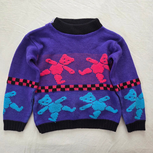 80s/90s Vintage Colorful Bear Knit Sweater 4t *flaw