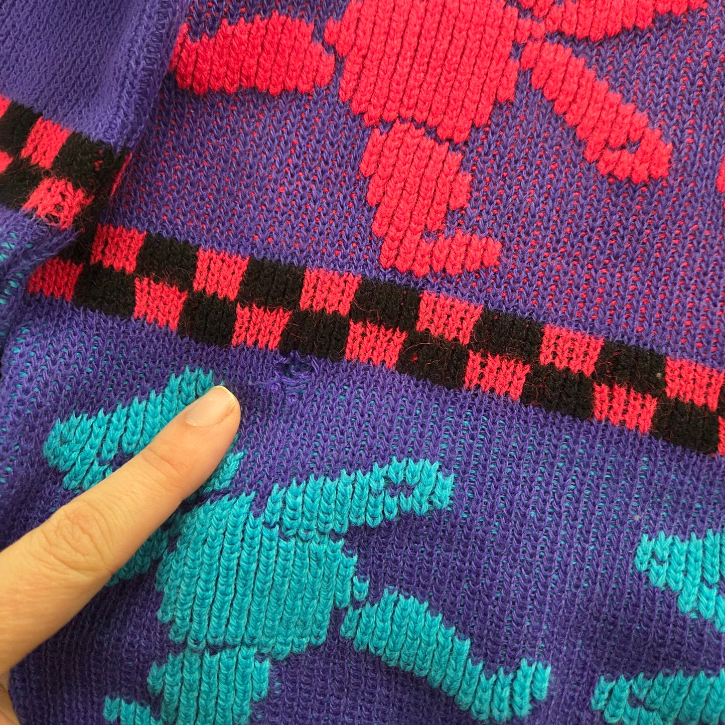 80s/90s Vintage Colorful Bear Knit Sweater 4t *flaw