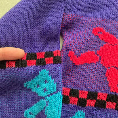 80s/90s Vintage Colorful Bear Knit Sweater 4t *flaw