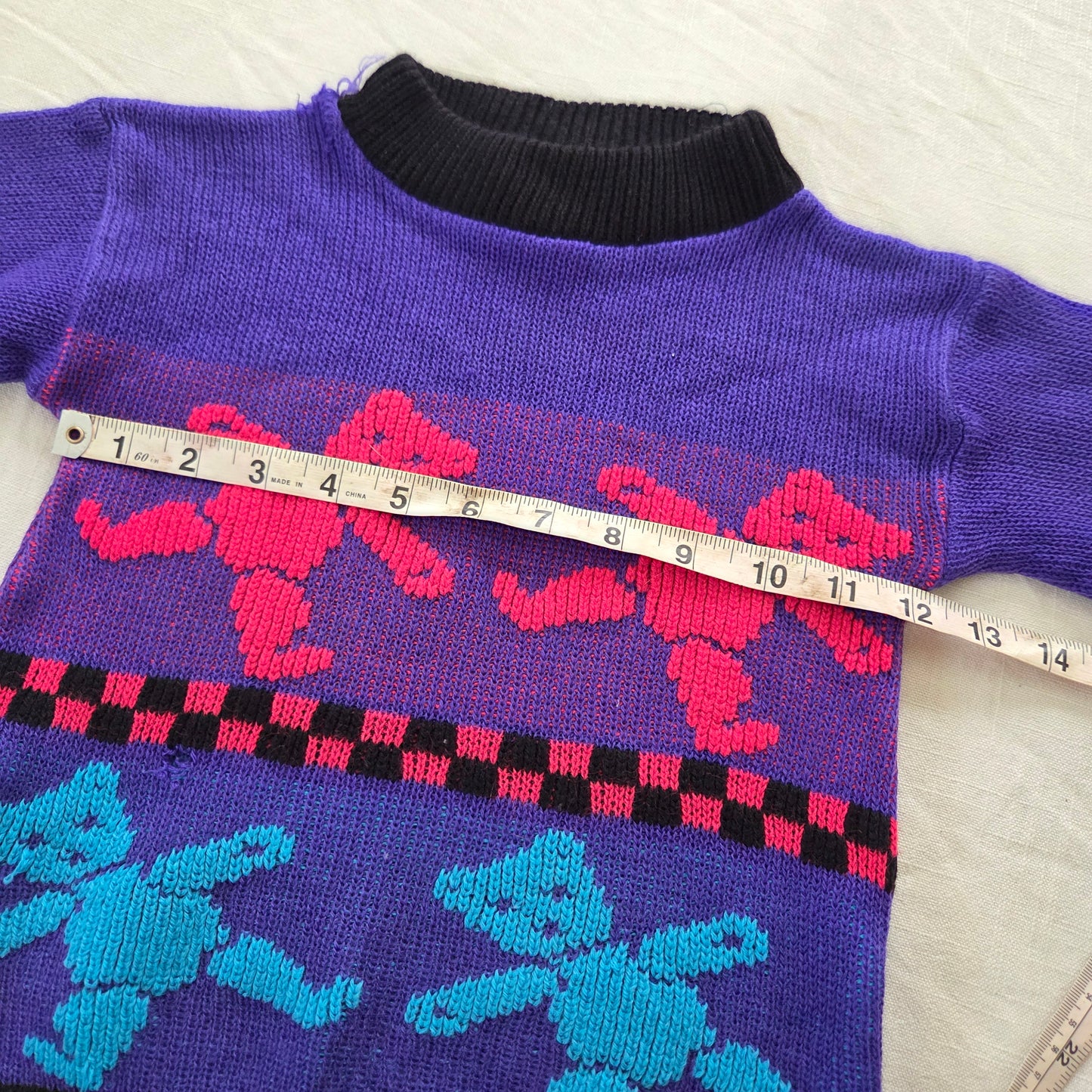 80s/90s Vintage Colorful Bear Knit Sweater 4t *flaw