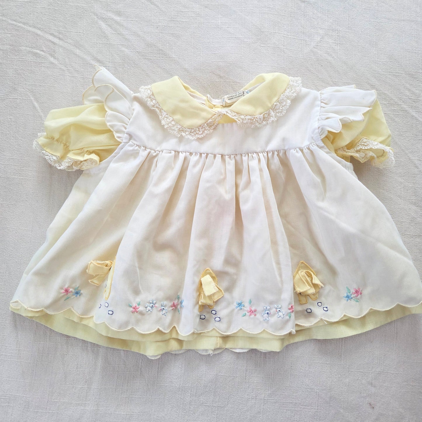 80s Vintage Windmill Yellow Short Dress 3-6 months