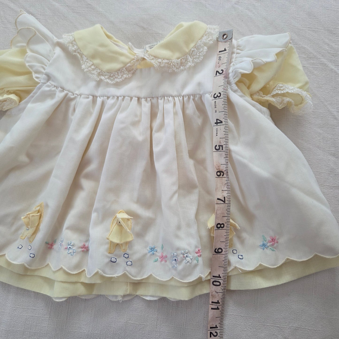 80s Vintage Windmill Yellow Short Dress 3-6 months