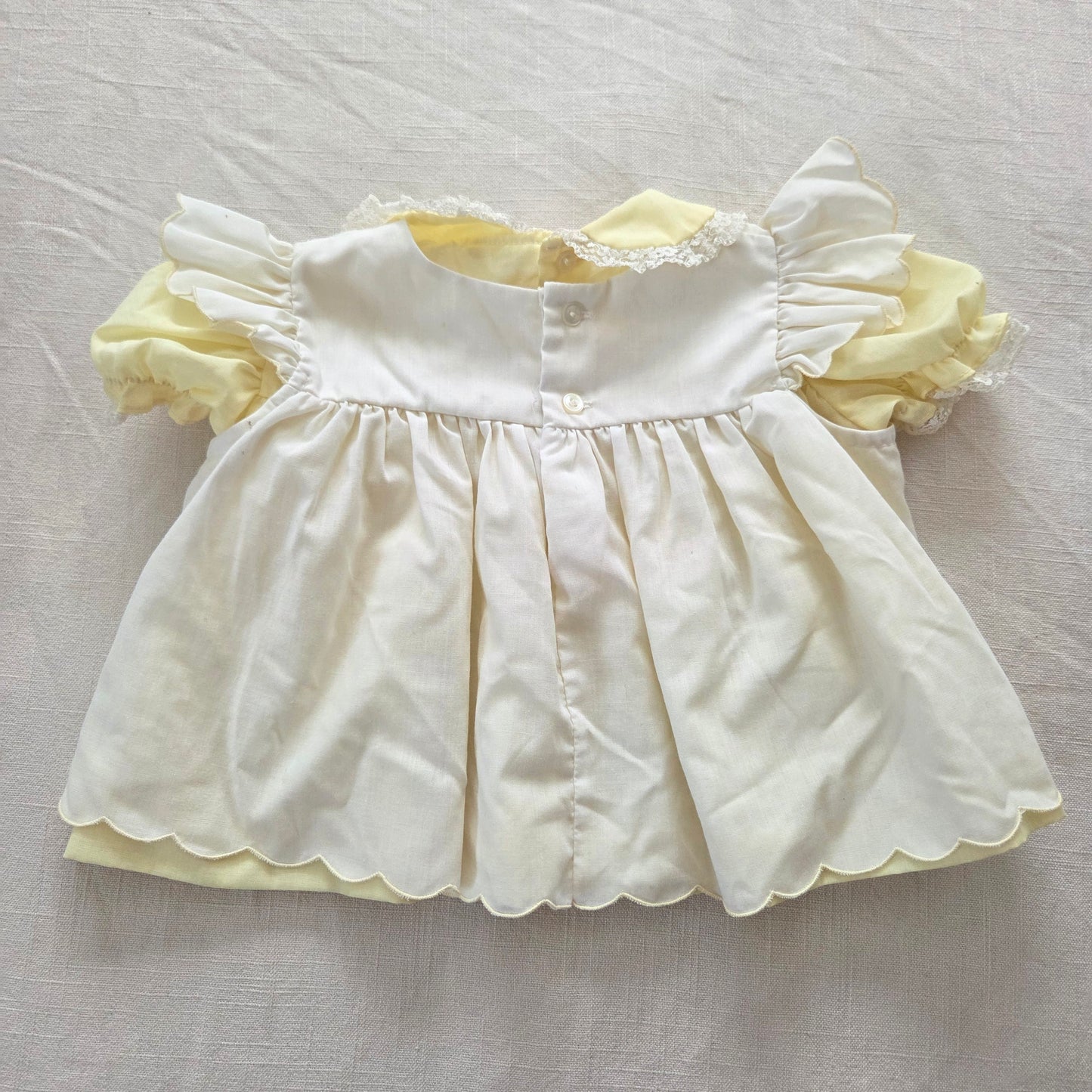80s Vintage Windmill Yellow Short Dress 3-6 months