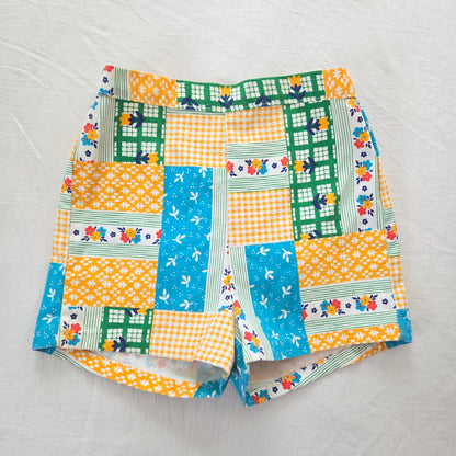 70s Vintage Floral Patchwork Shorts kids 7/8