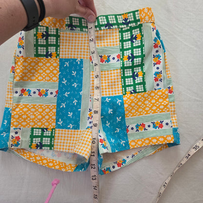 70s Vintage Floral Patchwork Shorts kids 7/8