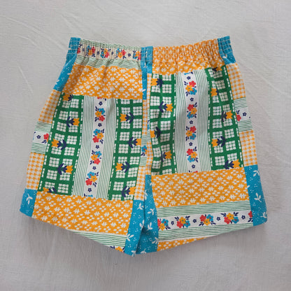 70s Vintage Floral Patchwork Shorts kids 7/8