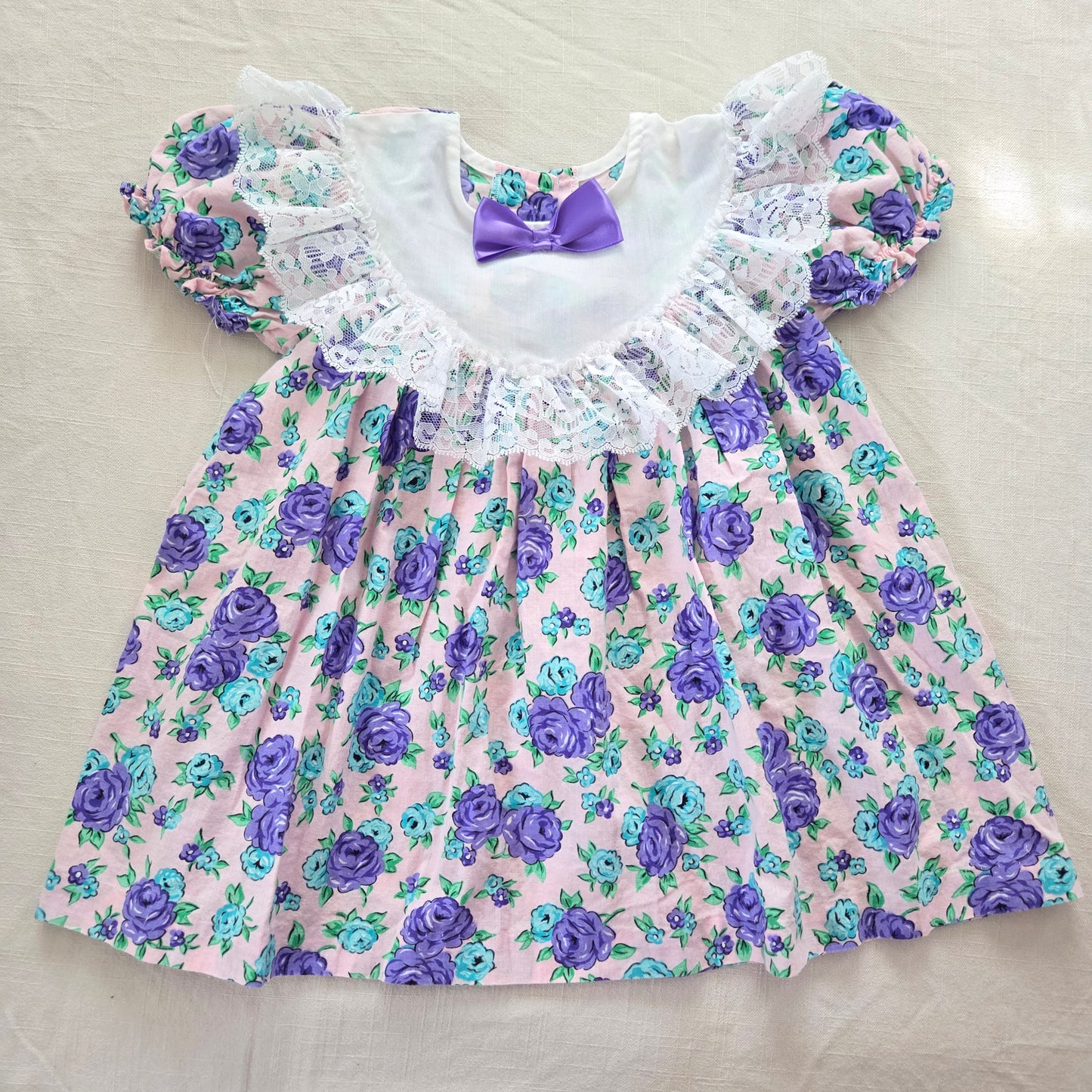 90s Vintage Purple Floral Cotton Dress 2t