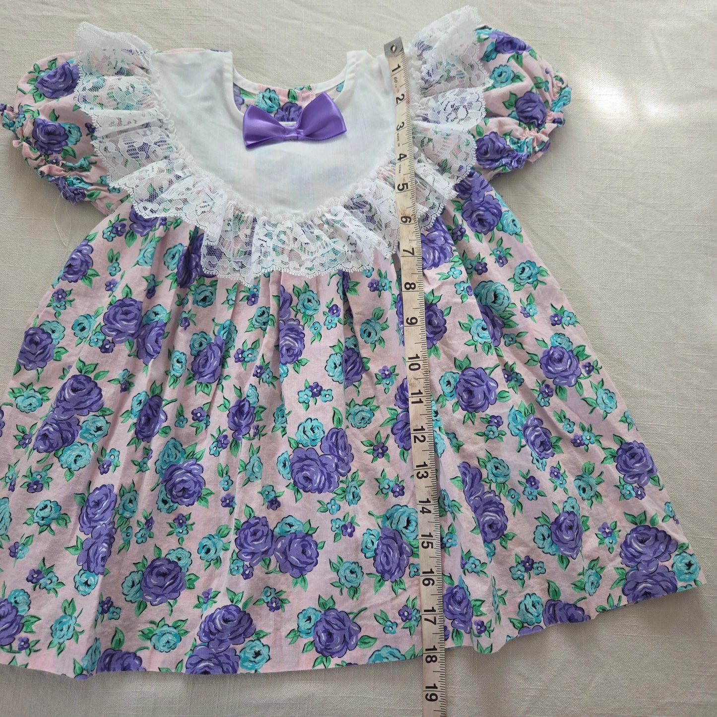 90s Vintage Purple Floral Cotton Dress 2t