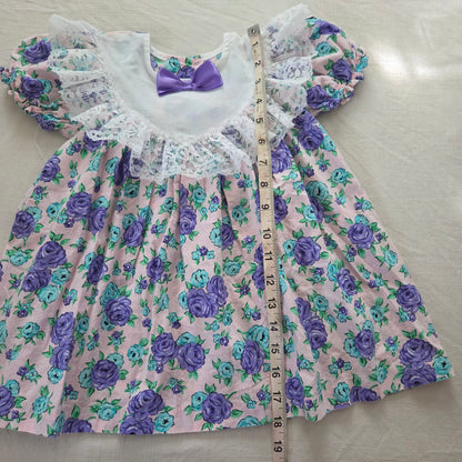 90s Vintage Purple Floral Cotton Dress 2t