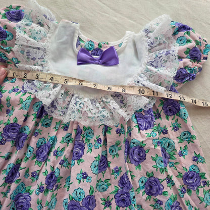 90s Vintage Purple Floral Cotton Dress 2t