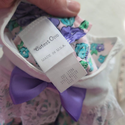 90s Vintage Purple Floral Cotton Dress 2t