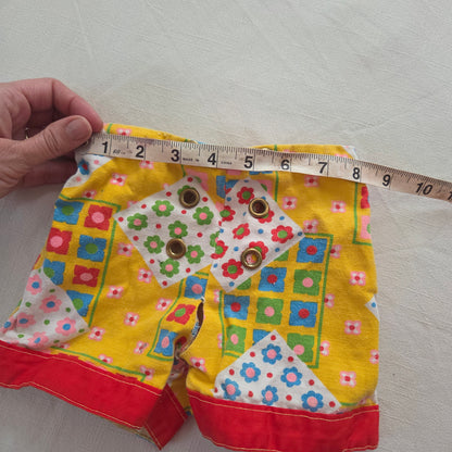 70s Vintage Bright Floral Pattern Cotton Shorts 18 months *flaw