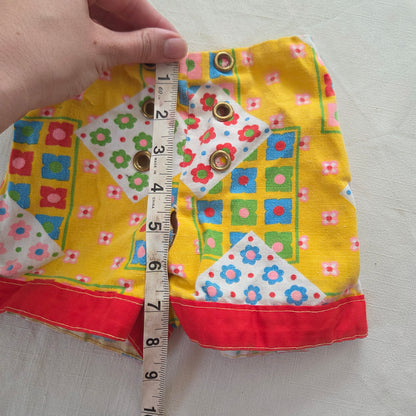 70s Vintage Bright Floral Pattern Cotton Shorts 18 months *flaw