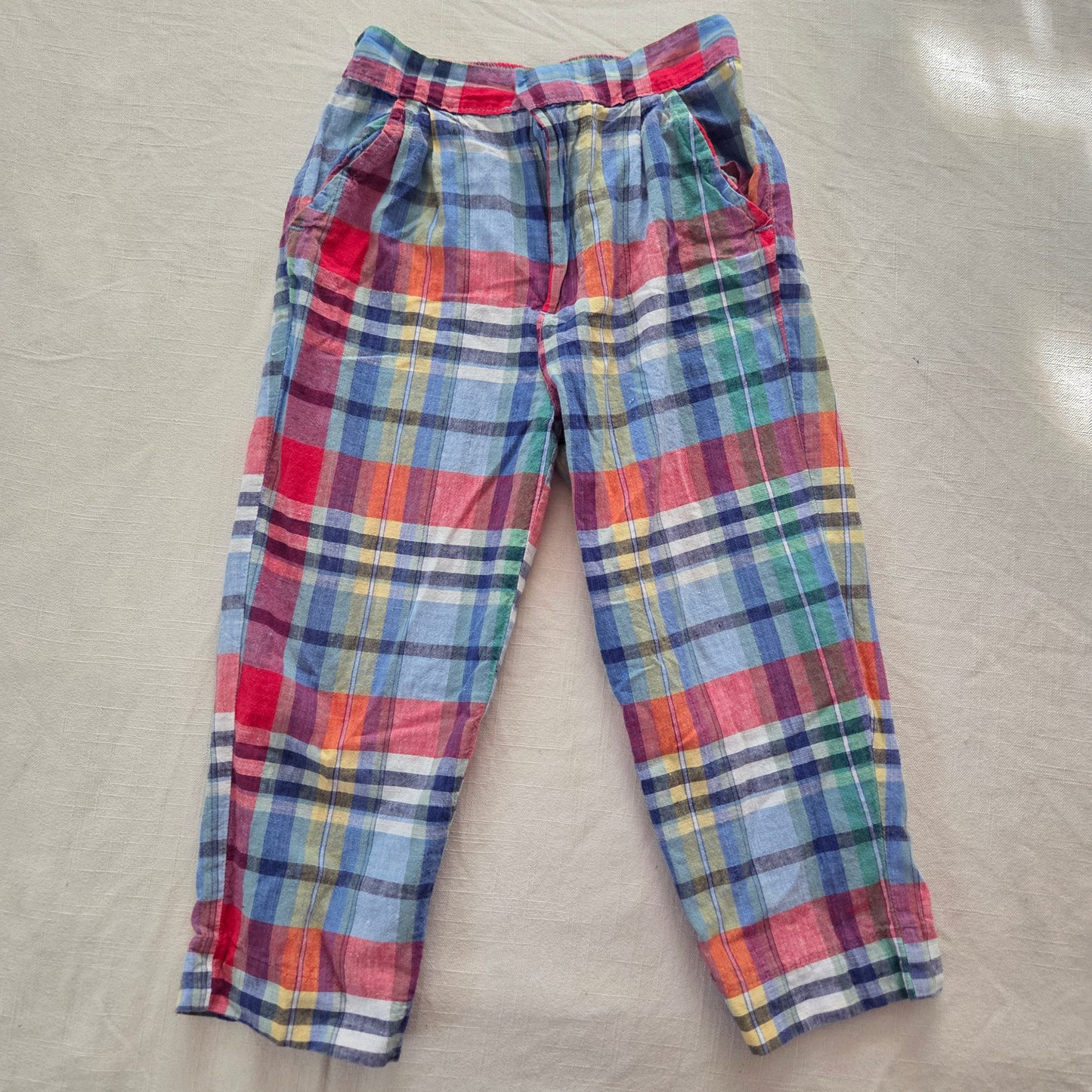 80s/90s Vintage Colorful Plaid Pants 3t