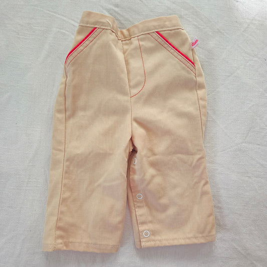 70s Vintage Tan + Red Pants 6 months