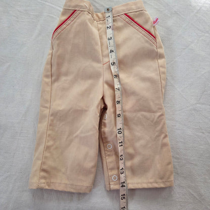 70s Vintage Tan + Red Pants 6 months
