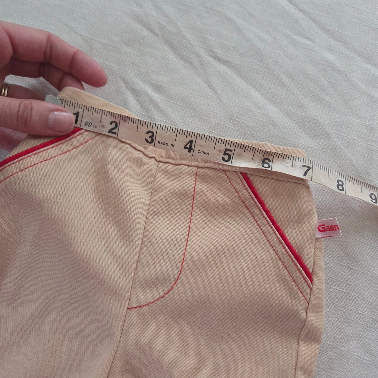 70s Vintage Tan + Red Pants 6 months