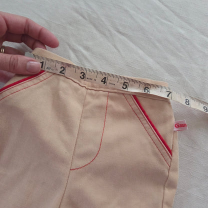 70s Vintage Tan + Red Pants 6 months
