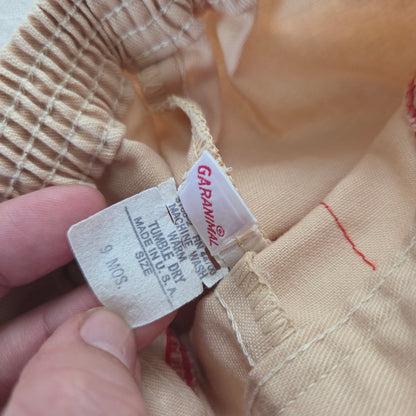70s Vintage Tan + Red Pants 6 months