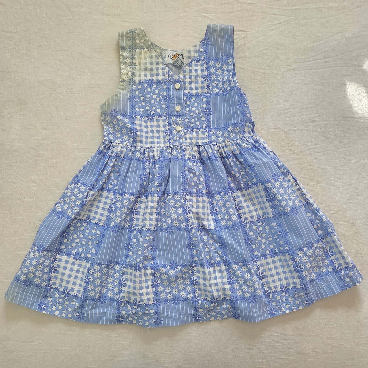 90s Vintage Patchwork Floral Cotton Dress kids 6