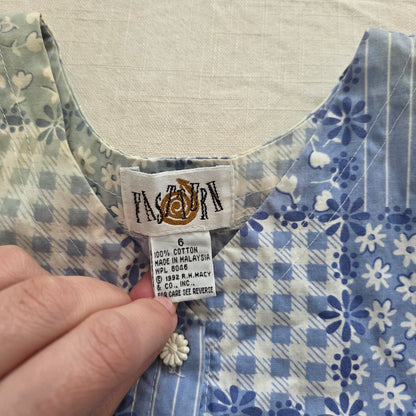 90s Vintage Patchwork Floral Cotton Dress kids 6