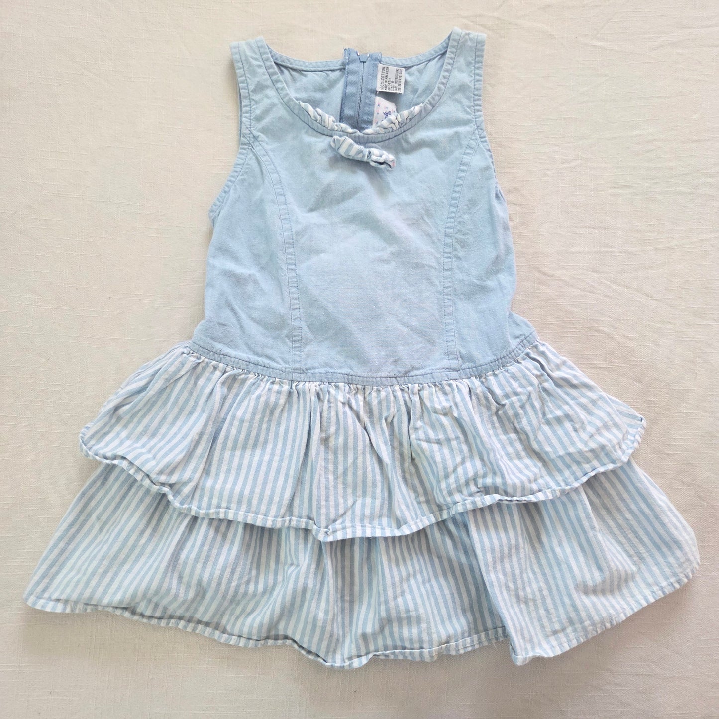 90s Vintage Ruffled Chambray Dress 4t/5t