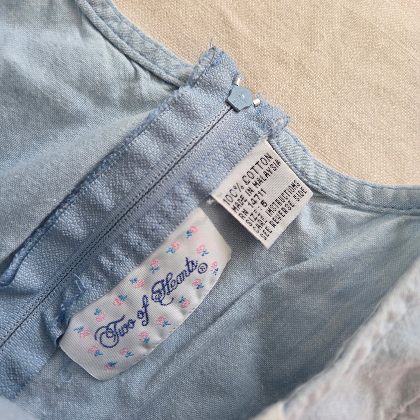 90s Vintage Ruffled Chambray Dress 4t/5t