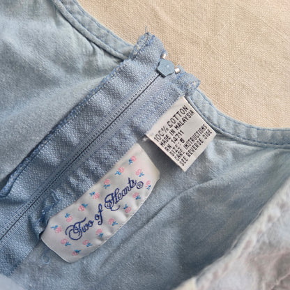 90s Vintage Ruffled Chambray Dress 4t/5t