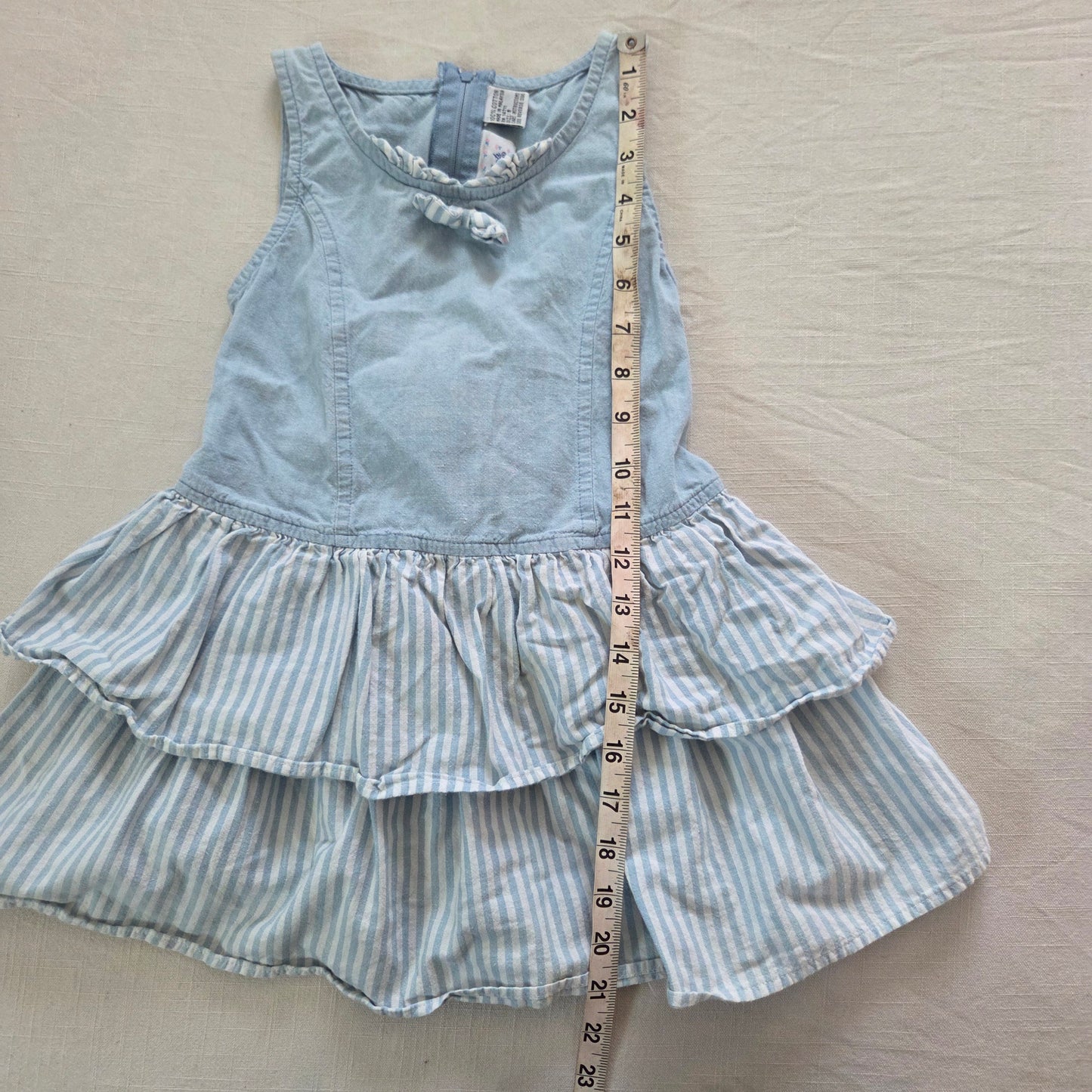 90s Vintage Ruffled Chambray Dress 4t/5t