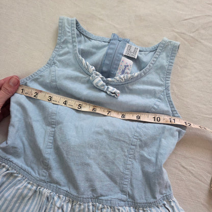 90s Vintage Ruffled Chambray Dress 4t/5t