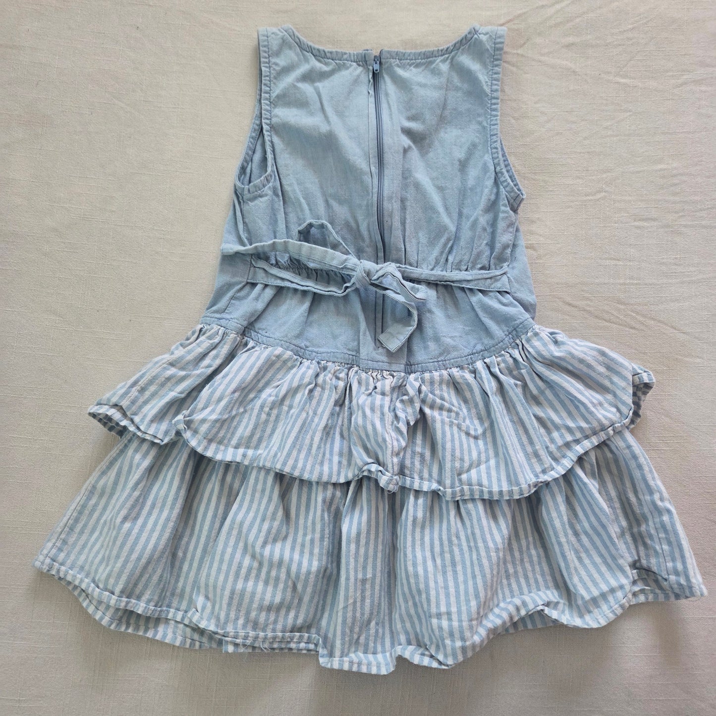90s Vintage Ruffled Chambray Dress 4t/5t