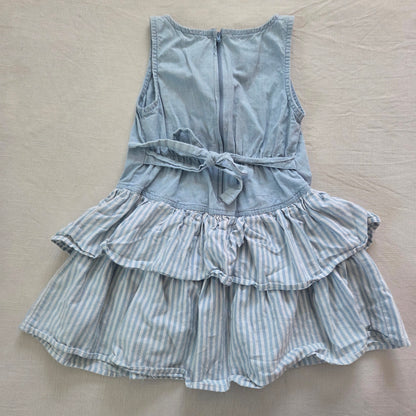 90s Vintage Ruffled Chambray Dress 4t/5t