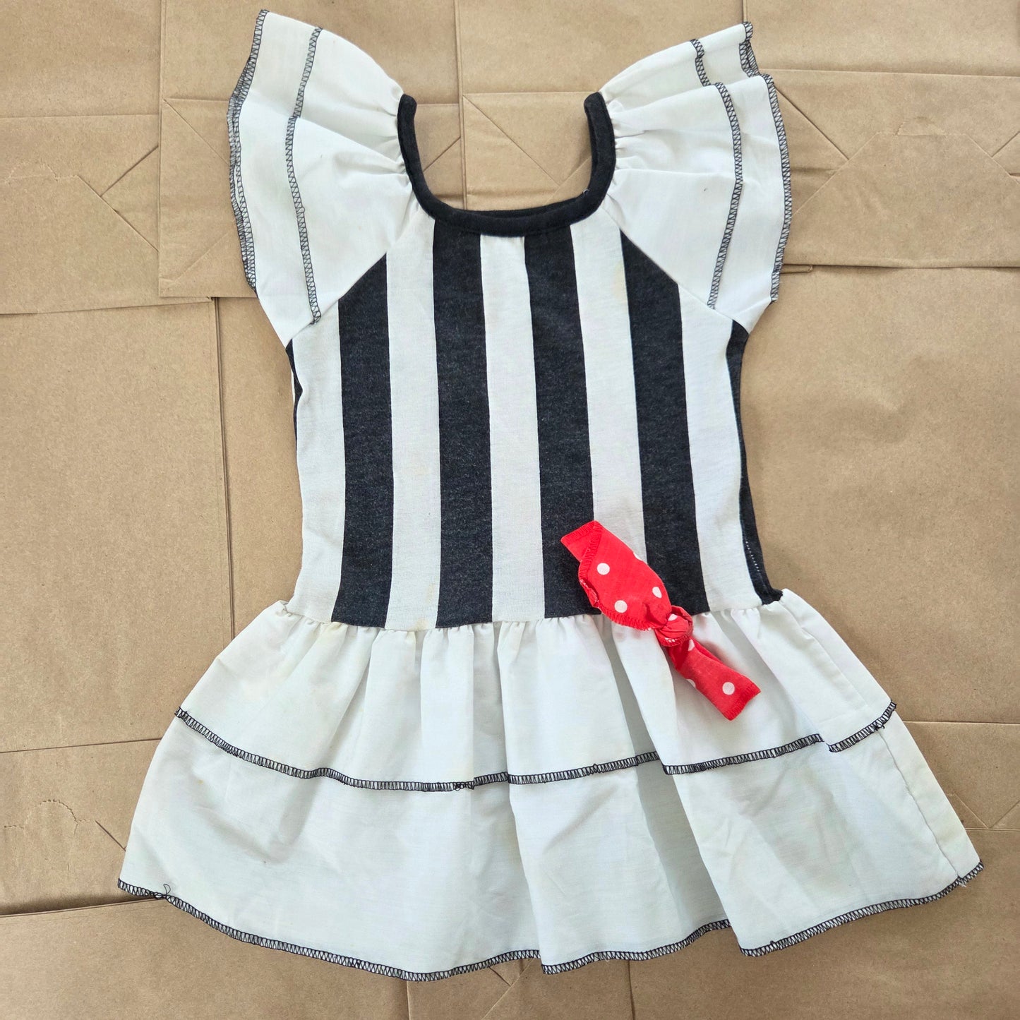 80s Vintage Striped Ruffled Dress 2t/3t
