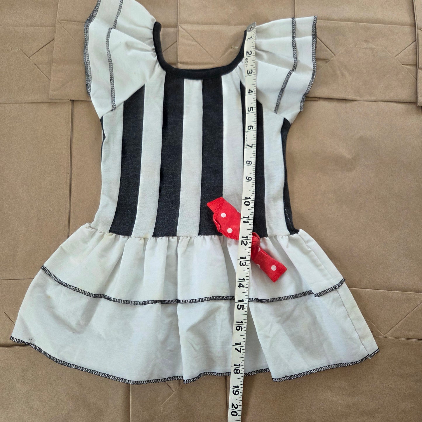 80s Vintage Striped Ruffled Dress 2t/3t