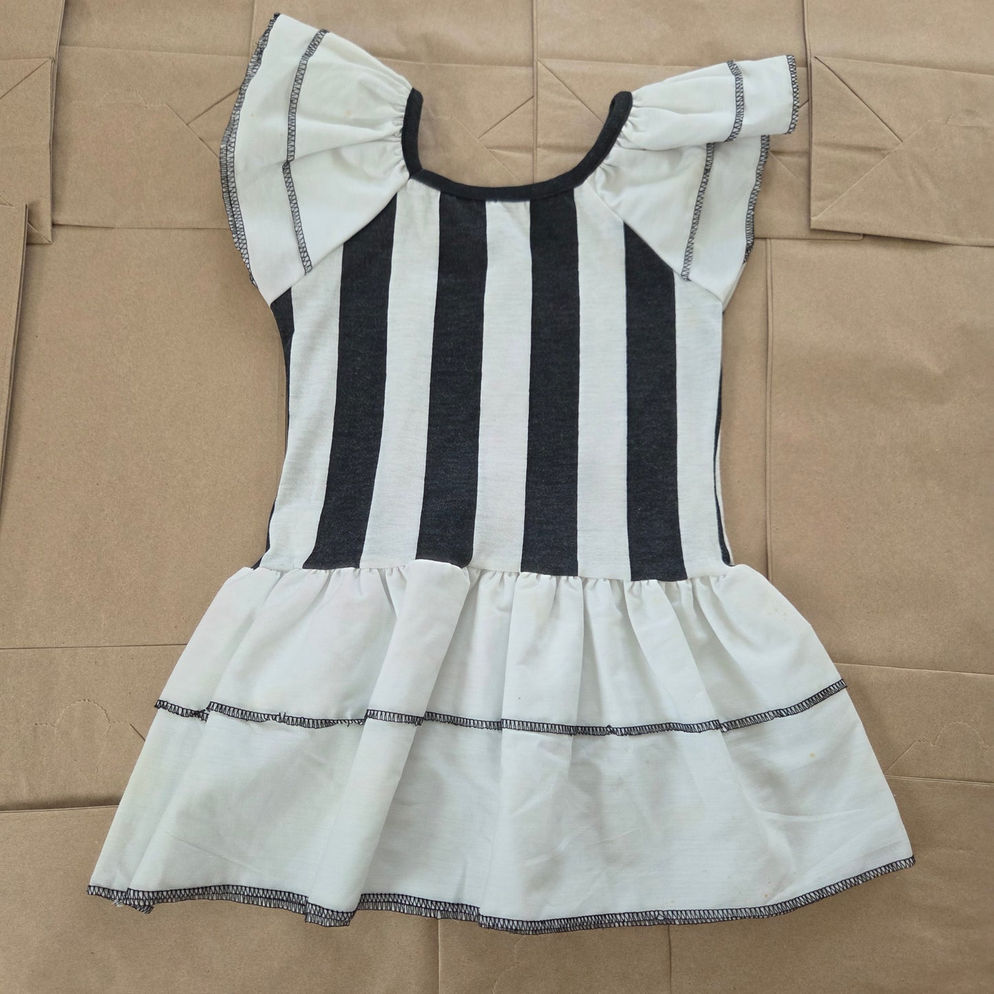 80s Vintage Striped Ruffled Dress 2t/3t