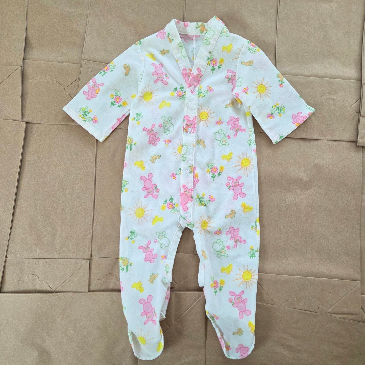 70s Vintage Bunnies + Animals Footed PJs 3-6 months