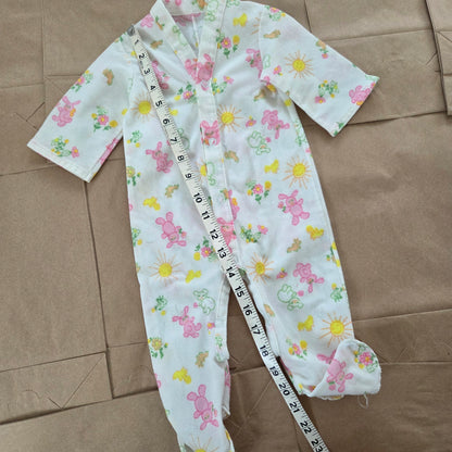 70s Vintage Bunnies + Animals Footed PJs 3-6 months