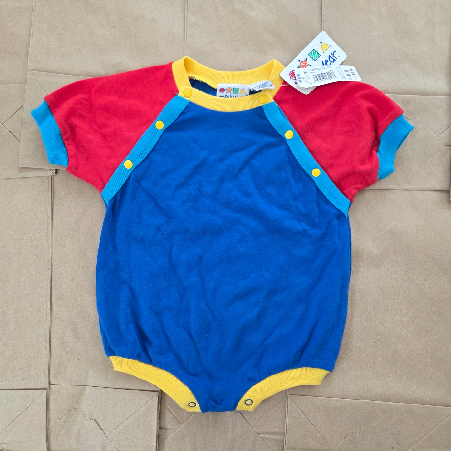 90s Vintage Deadstock Color Block Romper 6-9 months