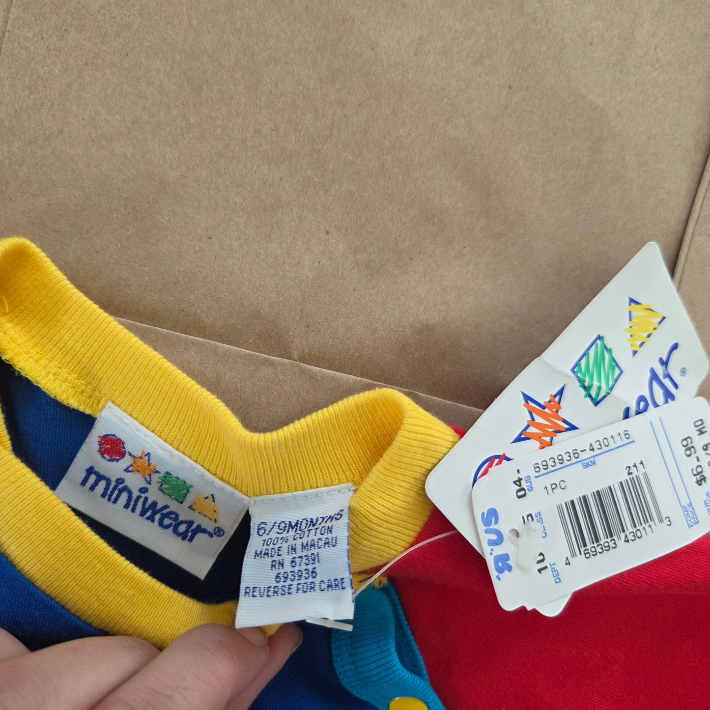 90s Vintage Deadstock Color Block Romper 6-9 months
