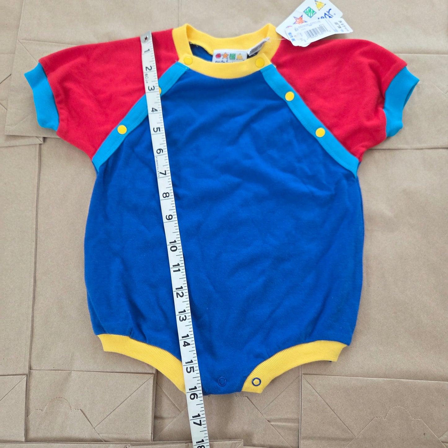 90s Vintage Deadstock Color Block Romper 6-9 months