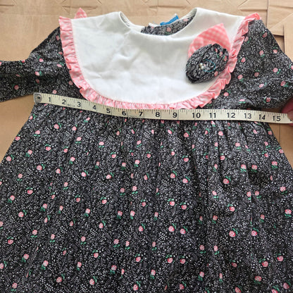 80s Vintage Dark Floral Dress 5t/6